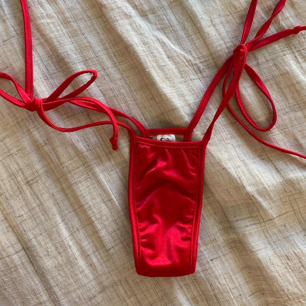 Red, vintage deadstock Brazilian bikini bottoms